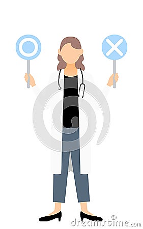 ç™½è¡£ã®å¥³æ€§åŒ»å¸«ãŒãƒžãƒ«ãƒãƒ„æ£’ã‚’æŒã¤ãƒ»ç­”ãˆåˆã‚ã›ã®ãƒãƒ¼ã‚º Stock Photo